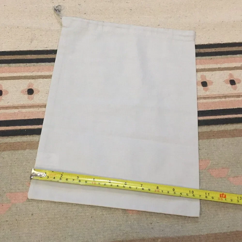 Manolo Blahnik 13” x 10” square gray drawstring dustbag garment dust bag